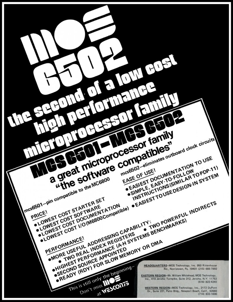 MOS 6502 Advertisement from September 1975 IEEE Computer