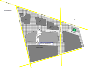 Bild: Übersicht Frankfurter Straße und Hugenottenplatz